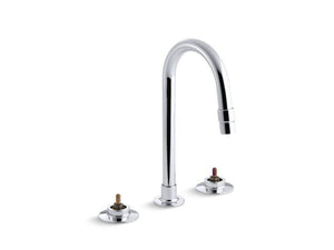 KOHLER 7303-KN-CP Triton Widespread Commercial Bathroom Sink Base Faucet With Rigid Connections And Gooseneck Spout, Requires Handles, Drain Not Included in Polished Chrome
