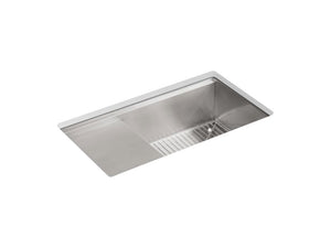 KOHLER K-3760 Stages 33" x 18-1/2" x 9-13/16" undermount single-bowl workstation kitchen sink with wet surface area