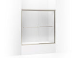 KOHLER 702200-L-MX Fluence Sliding Bath Door, 58-5/16" H X 56-5/8 - 59-5/8" W, With 1/4" Thick Crystal Clear Glass in Matte Nickel