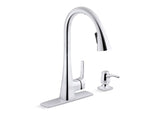 KOHLER K-R26281-SD Maxton Touchless pull-down kitchen faucet with soap/lotion dispenser