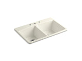KOHLER K-5846-3 Brookfield 33" x 22" x 9-5/8" top-mount double-equal kitchen sink