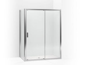KOHLER 706134-L-SHP Aerie Sliding Shower Door With Return Panel, 74-7/8"H X 60"W X 36"W With 5/16" Thick Crystal Clear Glass in Bright Polished Silver