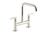 KOHLER K-7547-4 Purist Two-hole bridge kitchen sink faucet