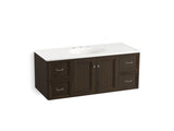 KOHLER K-99522-SD-1WC Damask 48" wall-hung bathroom vanity cabinet with 2 doors and 4 drawers, split top drawer