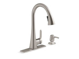 KOHLER K-R26281-SD Maxton Touchless pull-down kitchen faucet with soap/lotion dispenser