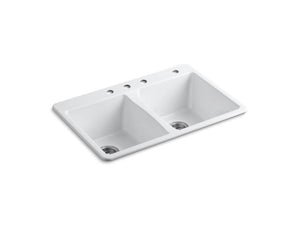 KOHLER K-5873-4 Deerfield 33" x 22" x 9-5/8" top-mount double-equal kitchen sink