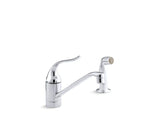 KOHLER 15176-F-CP Coralais Two-Hole Kitchen Sink Faucet With 8-1/2" Spout, Matching Finish Sidespray And Lever Handle in Polished Chrome