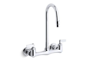 KOHLER 7320-4-CP Triton Double Lever Handle Utility Sink Faucet With Gooseneck Spout in Polished Chrome