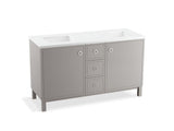 KOHLER K-99511-LG-1WT Jacquard 60" bathroom vanity cabinet with furniture legs, 2 doors and 3 drawers