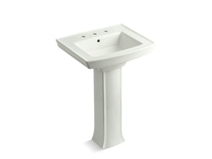 KOHLER 2359-8 Archer Pedestal bathroom sink with 8" widespread faucet holes