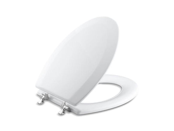 KOHLER 4722-T-0 Triko Elongated Toilet Seat With Polished Chrome Hinges in White