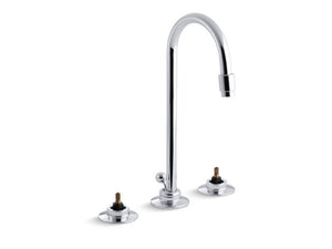 KOHLER 7435-KN-CP Triton 0.5 Gpm Widespread Commercial Bathroom Sink Base Faucet With Gooseneck Spout And Pop-Up Drain, Requires Handles in Polished Chrome