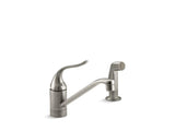 KOHLER 15176-F-BN Coralais Two-Hole Kitchen Sink Faucet With 8-1/2" Spout, Matching Finish Sidespray And Lever Handle in Vibrant Brushed Nickel