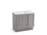 KOHLER K-99533-TKL-1WT Poplin 36" bathroom vanity cabinet with toe kick, 1 door and 3 drawers on left