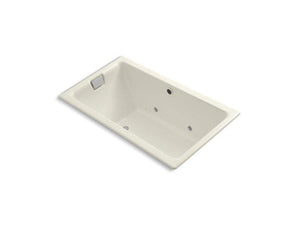 KOHLER K-856-GC96-96 Tea-for-Two 66" x 36" drop-in BubbleMassage air bath with Biscuit airjet finish and chromatherapy lights