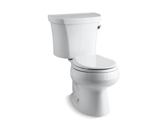 KOHLER 3947-TR-0 Wellworth Two-Piece Round-Front 1.28 Gpf Toilet With Right-Hand Trip Lever, Tank Cover Locks And 14