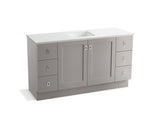 KOHLER K-99536-TKSD-1WT Poplin 60" bathroom vanity cabinet with toe kick, 2 doors and 6 drawers, split top drawers