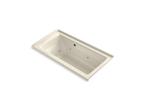 KOHLER K-1947-RW-47 Archer 60" x 30" alcove whirlpool with Bask heated surface, integral flange and right-hand drain