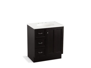 KOHLER K-99517-TKL-1WA Damask 30" bathroom vanity cabinet with toe kick, 1 door and 3 drawers on left