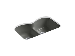 KOHLER K-6626-6U Langlade 33" x 22" x 9-5/8" Smart Divide undermount double-equal kitchen sink with 6 oversize faucet holes