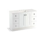KOHLER K-99535-TKSD-1WA Poplin 48" bathroom vanity cabinet with toe kick, 2 doors and 6 drawers, split top drawers