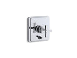 KOHLER T98757-3B-CP Pinstripe Rite-Temp(R) Pressure-Balancing Valve Trim With Diverter And Grooved Cross Handle, Valve Not Included in Polished Chrome