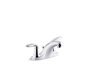 KOHLER K-15241-4RA Coralais Two-handle centerset bathroom sink faucet with metal pop-up drain and lift rod