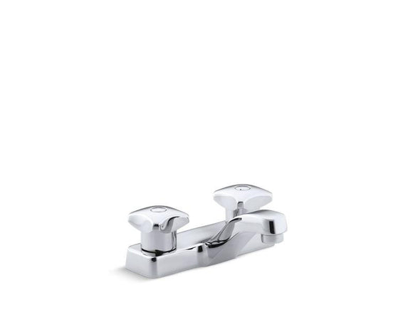 KOHLER 7404-2N-CP Triton 0.5 Gpm Centerset Commercial Bathroom Sink Faucet With Standard Handles, Drain Not Included in Polished Chrome