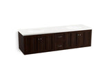 KOHLER K-99525-SD-1WB Damask 72" wall-hung bathroom vanity cabinet with 4 doors and 2 drawers, split top drawer
