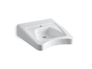 KOHLER K-12638 Morningside 20" x 27" wall-mount/concealed arm carrier wheelchair bathroom sink with single faucet hole
