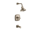 KOHLER T16233-3-BV Margaux Rite-Temp(R) Pressure-Balancing Bath And Shower Faucet Trim With Push-Button Diverter And Cross Handle, Valve Not Included in Vibrant Brushed Bronze