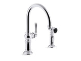 KOHLER K-99262 Artifacts Single-handle kitchen sink faucet with two-function sprayhead