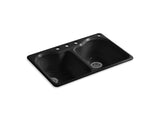 KOHLER K-5818-4 Hartland 33" x 22" x 9-5/8" top-mount double-equal kitchen sink with 4 faucet holes