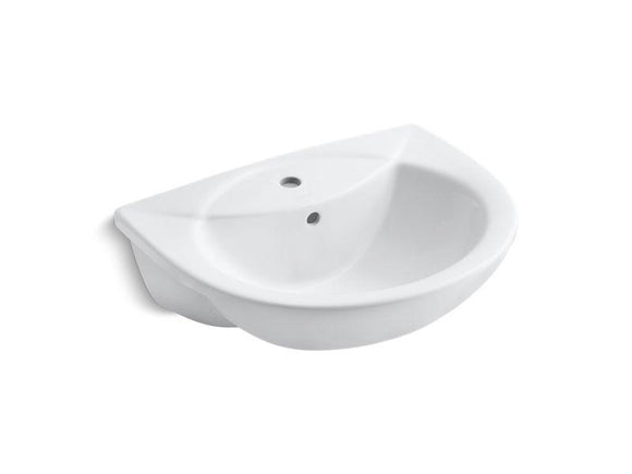 KOHLER 11160-1-0 Odeon Drop-In Bathroom Sink With Single Faucet Hole in White