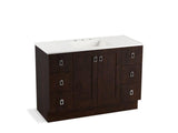 KOHLER K-99535-TKSD-1WB Poplin 48" bathroom vanity cabinet with toe kick, 2 doors and 6 drawers, split top drawers