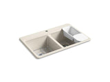 KOHLER K-8679-1A2-FD Riverby 33" x 22" x 9-5/8" top-mount double-equal kitchen sink with accessories and single faucet hole