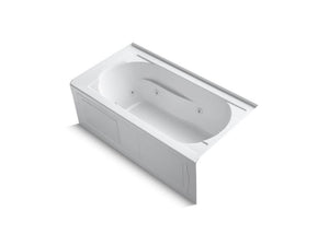 KOHLER K-1357-RAW Devonshire 60" x 32" alcove whirlpool bath with integral apron, integral flange, right-hand drain, and Bask heated surface