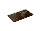 KOHLER K-6411-3-KA Indio 33" x 21-1/8" x 9-3/4" Smart Divide undermount double-bowl large/small kitchen sink with three-hole faucet holes