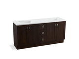 KOHLER K-99538-TKSD-1WB Poplin 72" bathroom vanity cabinet with toe kick, 4 doors and 3 drawers, split top drawer