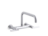 KOHLER K-7549-4 Purist Two-hole wall-mount bridge kitchen sink faucet