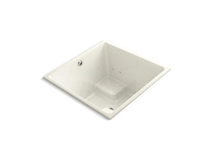 KOHLER 1969-JH-96 Underscore Cube 48" X 48" Heated Whirlpool Bath With Center Drain in Biscuit