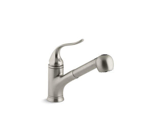 KOHLER 15160-BN Coralais Single-Hole Or Three-Hole Kitchen Sink Faucet With Pull-Out Matching Color Sprayhead, 9" Spout Reach And Lever Handle in Vibrant Brushed Nickel
