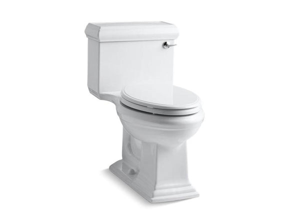 KOHLER 3812-RA-0 Memoirs Classic Comfort Height One-Piece Compact Elongated 1.28 Gpf Chair Height Toilet With Right-Hand Trip Lever, And Quiet-Close Seat in White