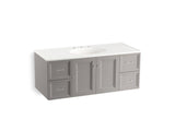 KOHLER K-99522-SD-1WT Damask 48" wall-hung bathroom vanity cabinet with 2 doors and 4 drawers, split top drawer