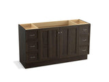 KOHLER K-99523-TKSD-1WC Damask 60" bathroom vanity cabinet with toe kick, 2 doors and 6 drawers, split top drawers