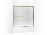 KOHLER 702200-L-ABV Fluence Sliding Bath Door, 58-5/16" H X 56-5/8 - 59-5/8" W, With 1/4" Thick Crystal Clear Glass in Anodized Brushed Bronze