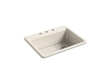 KOHLER K-8668-3A1-FD Riverby 27" x 22" x 9-5/8" top-mount single-bowl kitchen sink with bottom sink rack and 3 faucet holes