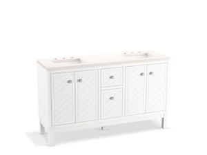 KOHLER K-33532-ASB Beauxline 60" bathroom vanity cabinet with sinks and quartz top
