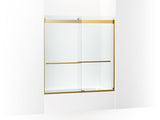 KOHLER K-702420-L Levity Plus Frameless sliding bath door, 61-9/16" H x 56-5/8 - 59-5/8" W, with 5/16"-thick Crystal Clear glass