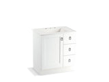 KOHLER K-99530-TKR-1WA Poplin 30" bathroom vanity cabinet with toe kick, 1 door and 3 drawers on right